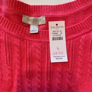 Talbots Vibrant Pink Cable Knit Sweater